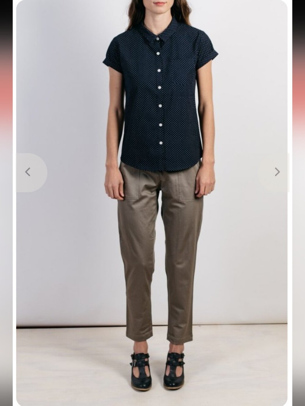 Bridge & Burn "Bea" Button Down Shirt - Navy Polka Dot
